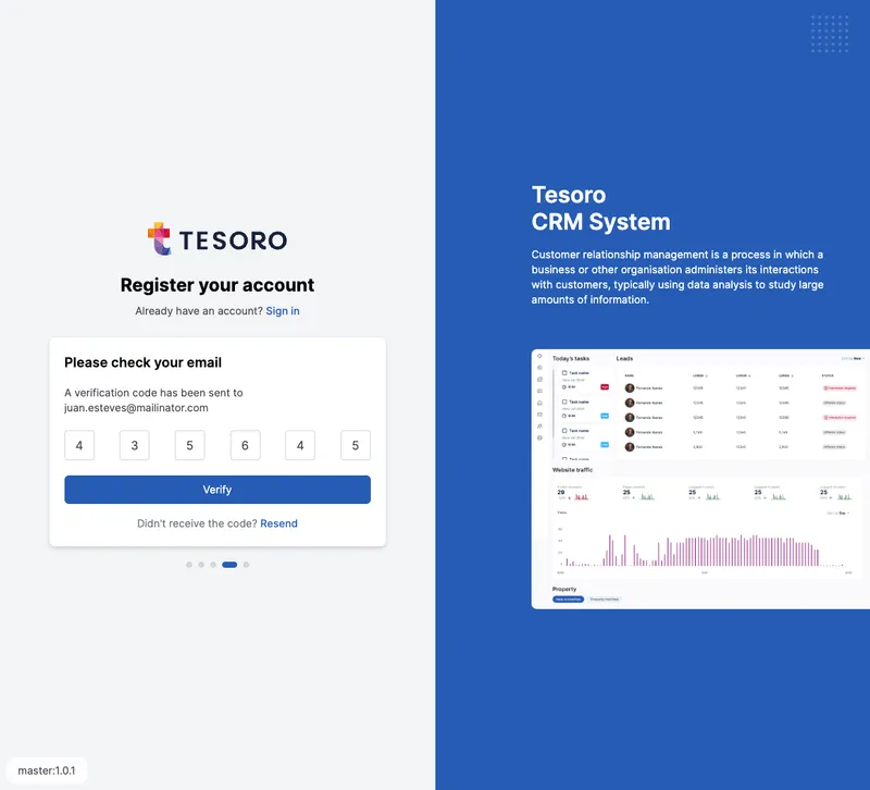 Scherm voor het invoeren van de verificatiecode