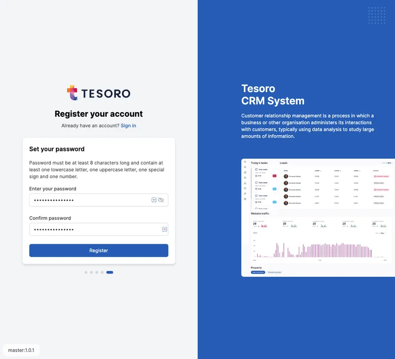 Scherm voor het instellen van je wachtwoord